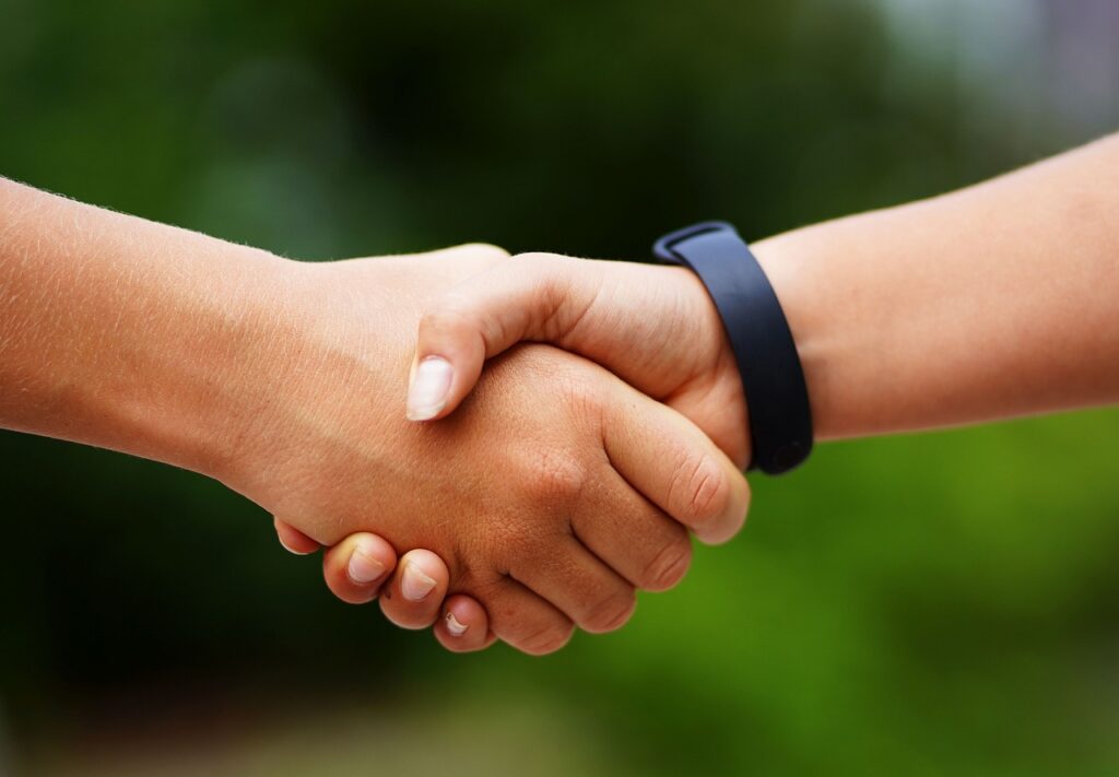 handshake, hands, children