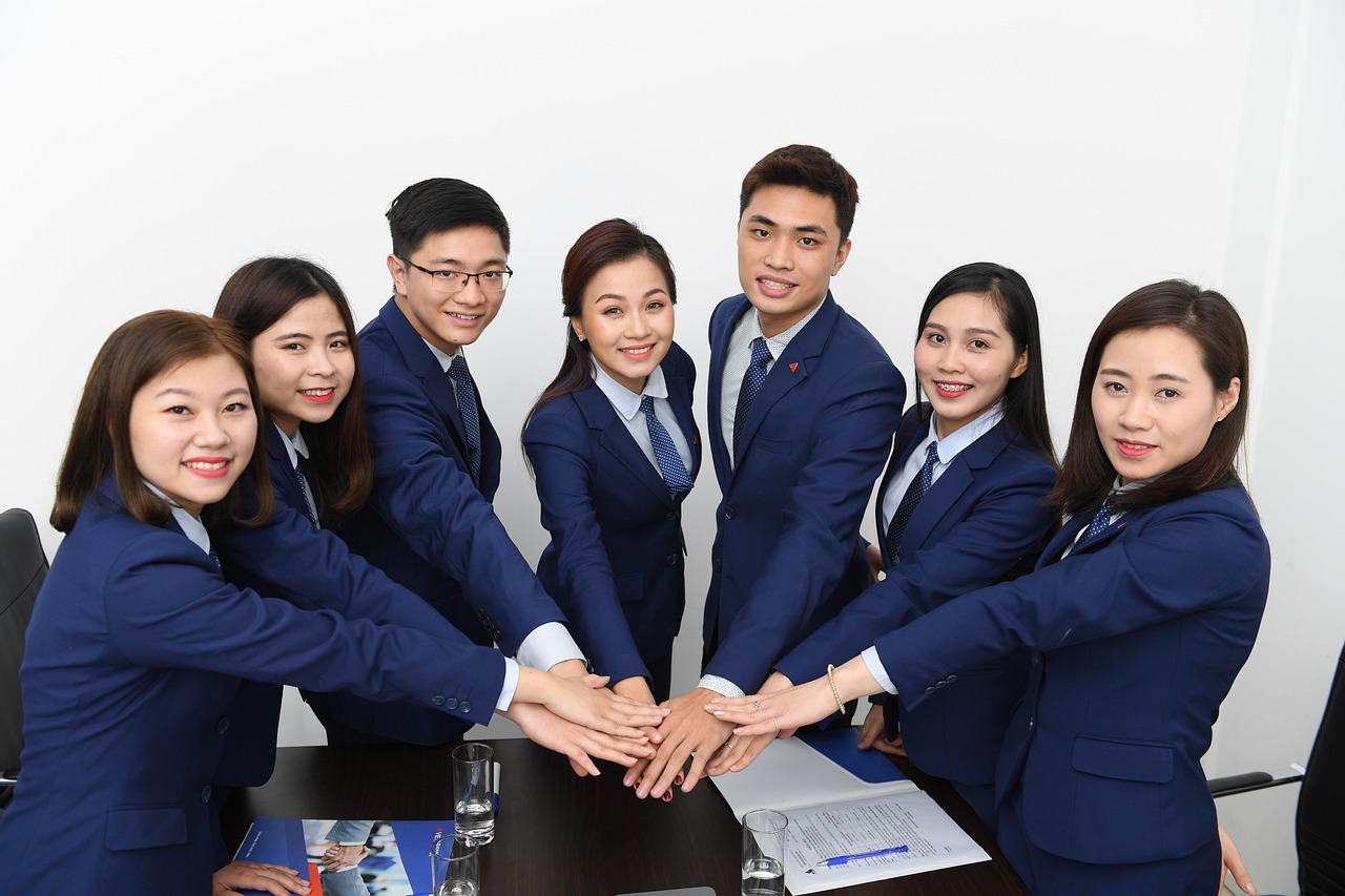 team, business, asians